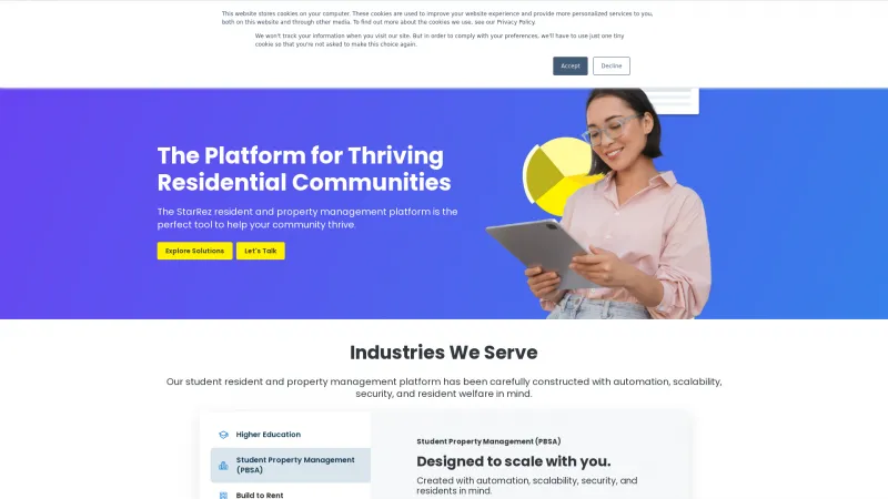 Homepage of StarRez