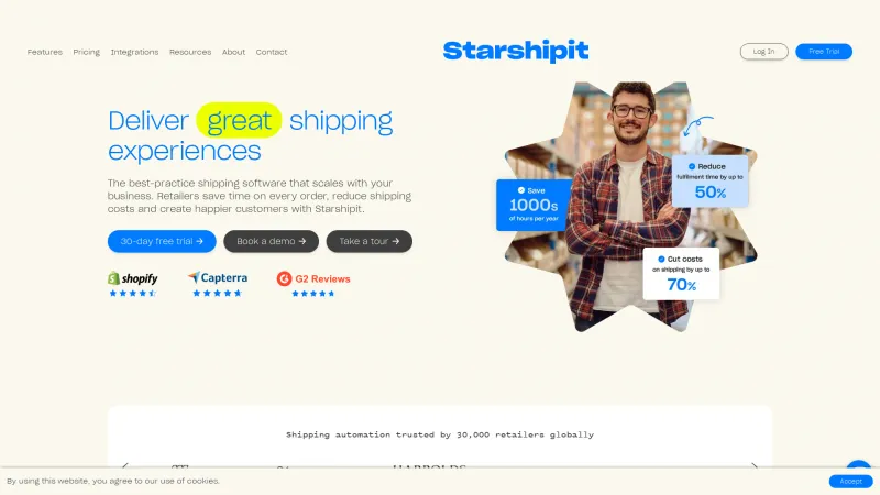 Homepage of Starshipit