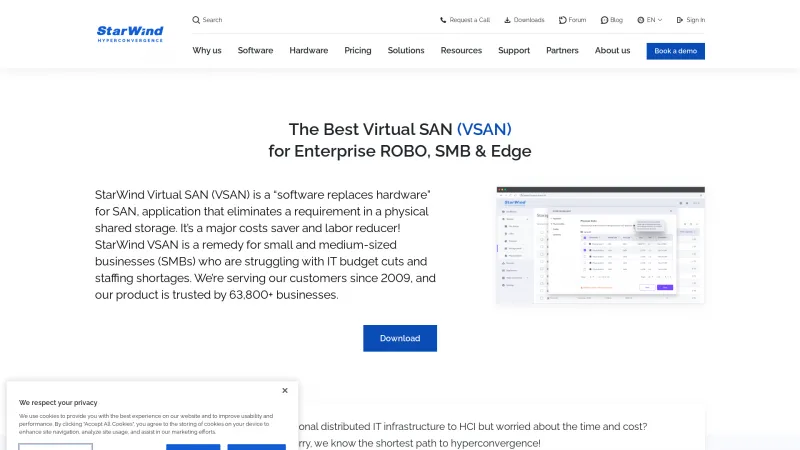 Homepage of StarWind Virtual SAN (VSAN)