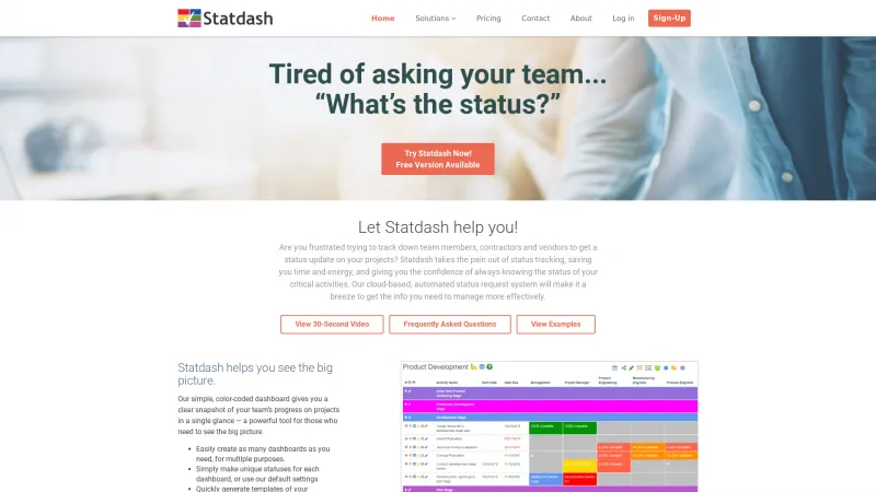 Homepage of Statdash