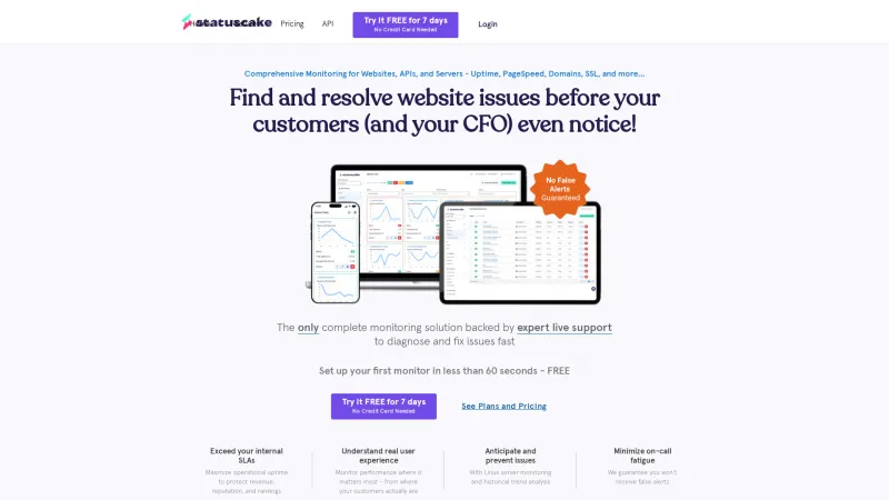 Homepage of StatusCake