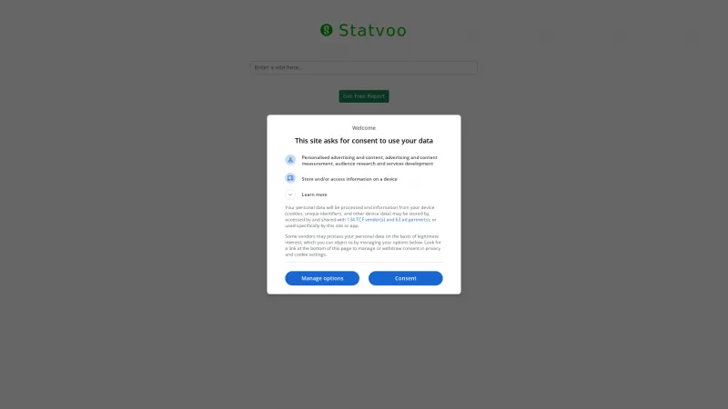 Homepage of Statvoo