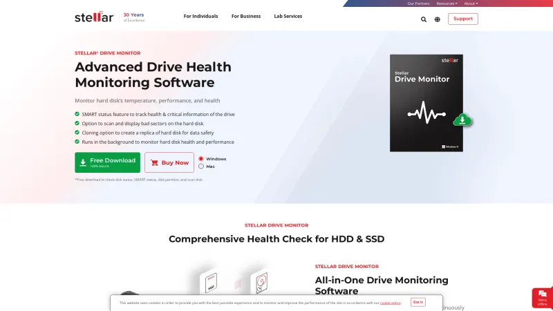 Homepage of Stellar Drive Monitor