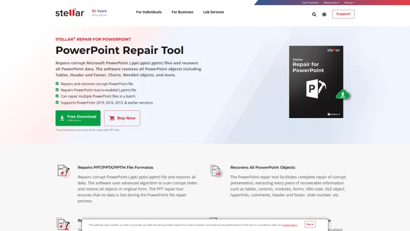 Homepage of Stellar Repair for PowerPoint