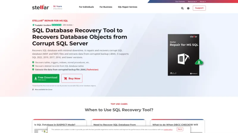 Homepage of Stellar Repair for MSSQL