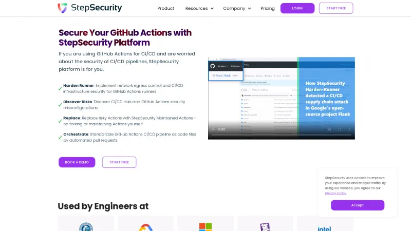 Homepage of StepSecurity