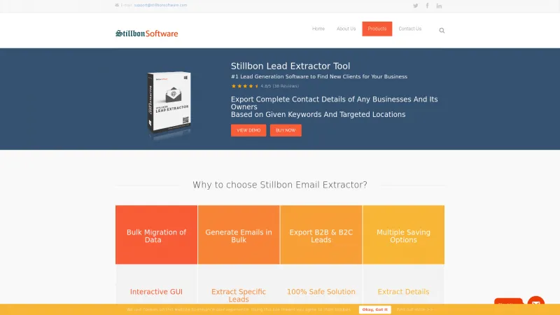 Homepage of Stillbon Lead Extractor Software