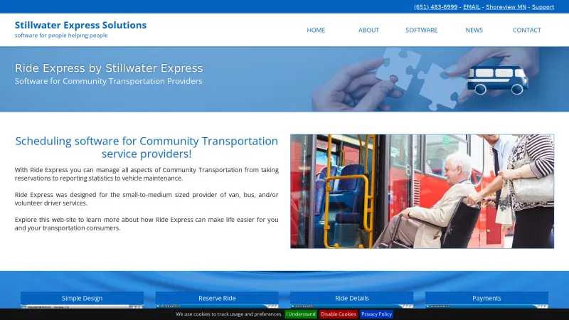 Homepage of Ride Express