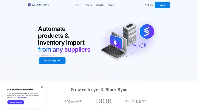 Homepage of Stock Sync