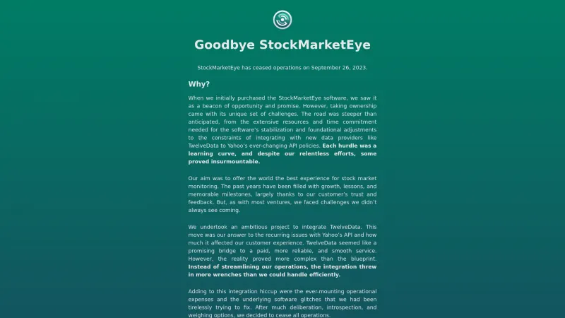 Homepage of StockMarketEye