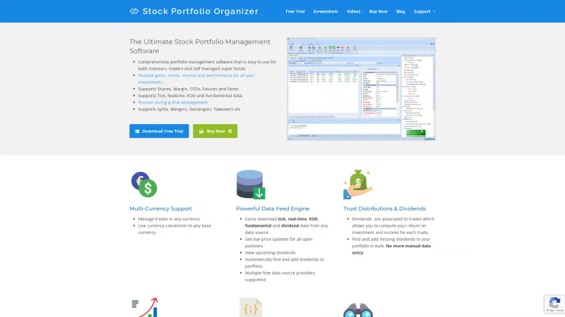 Homepage of Stock Portfolio Organizer