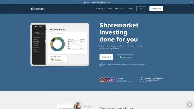 Homepage of Stockspot