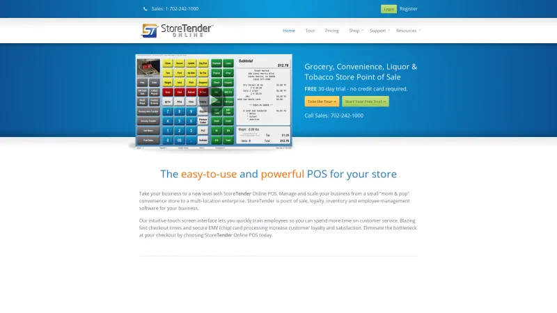 Homepage of StoreTender Online