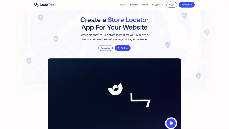 Homepage of StoreTrack