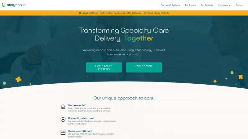 Homepage of Story Health