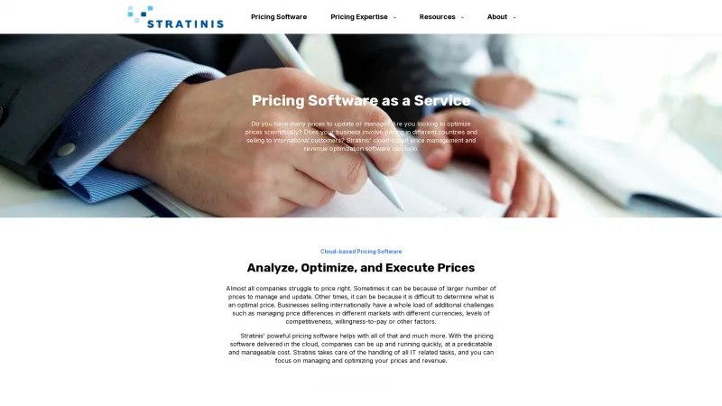 Homepage of Stratinis Pricing Suite Enterprise Edition