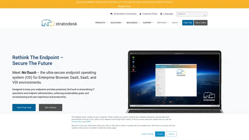 Homepage of Stratodesk NoTouch