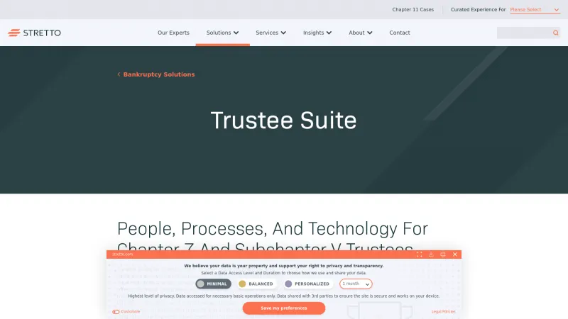 Homepage of Trustee Suite