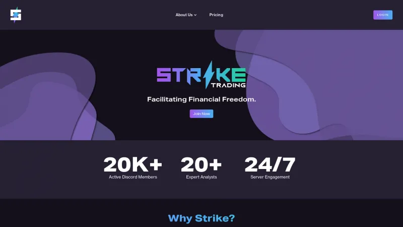 Homepage of Strike Trading