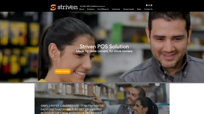 Homepage of Striven POS