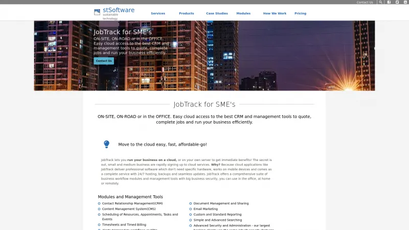 Homepage of JobTrack