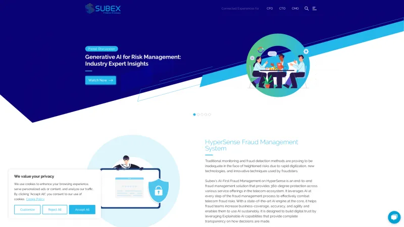 Homepage of Subex Fraud Management