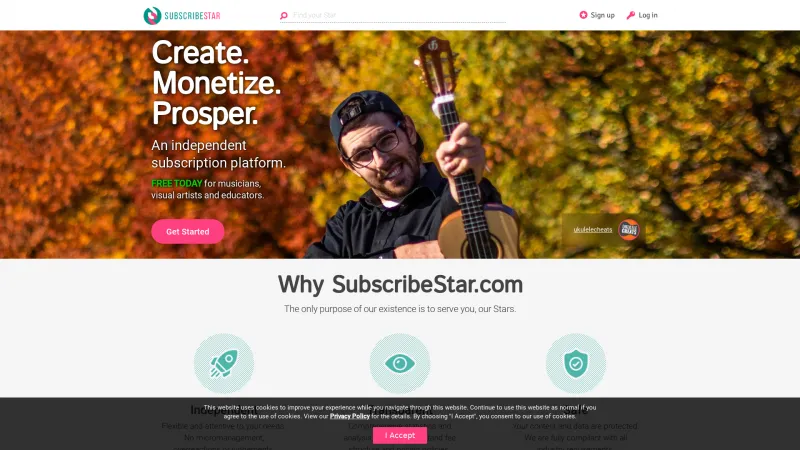 Homepage of SubscribeStar