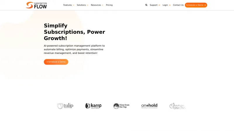 Homepage of SubscriptionFlow