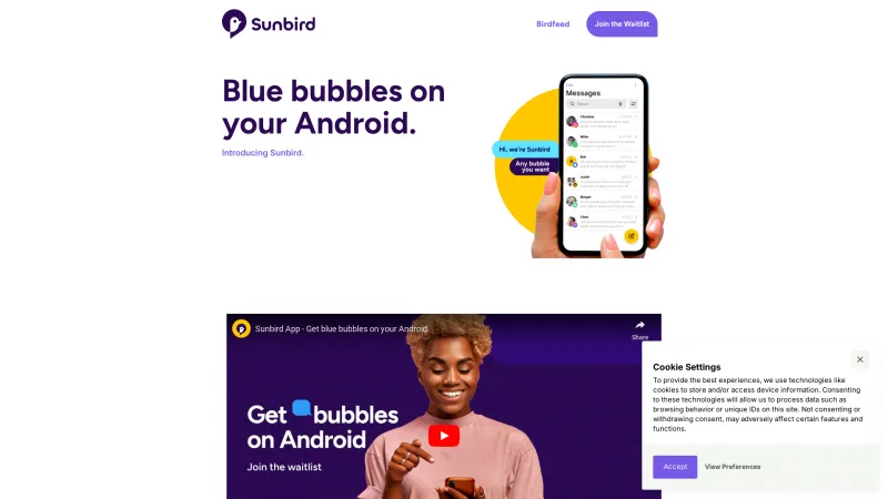 Homepage of Sunbird