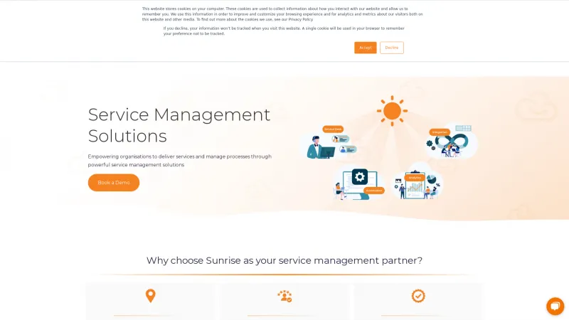 Homepage of Sunrise IT Service Management