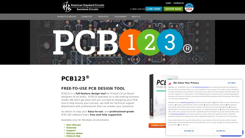 Homepage of PCB123