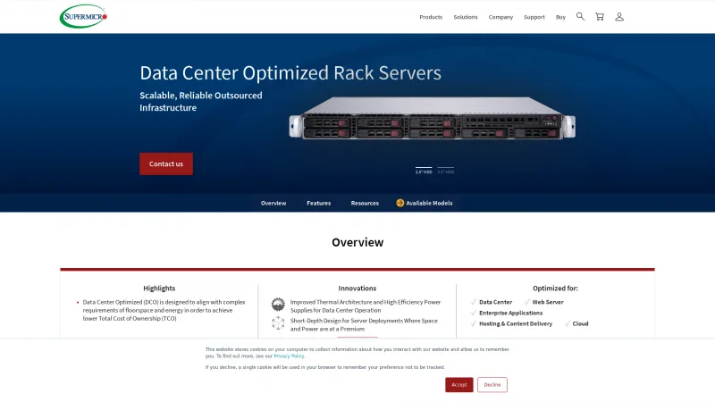 Homepage of Supermicro DCO