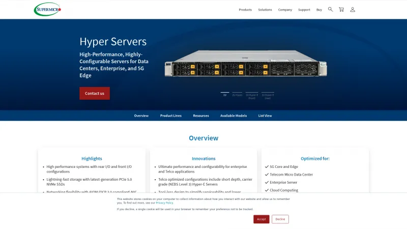 Homepage of Supermicro Hyper