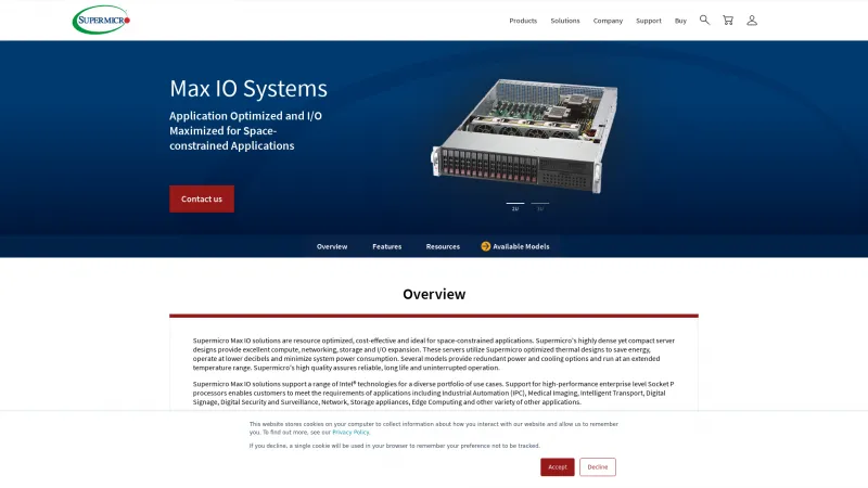 Homepage of Supermicro Max IO