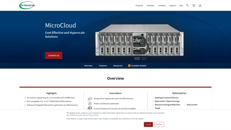 Homepage of Supermicro MicroCloud