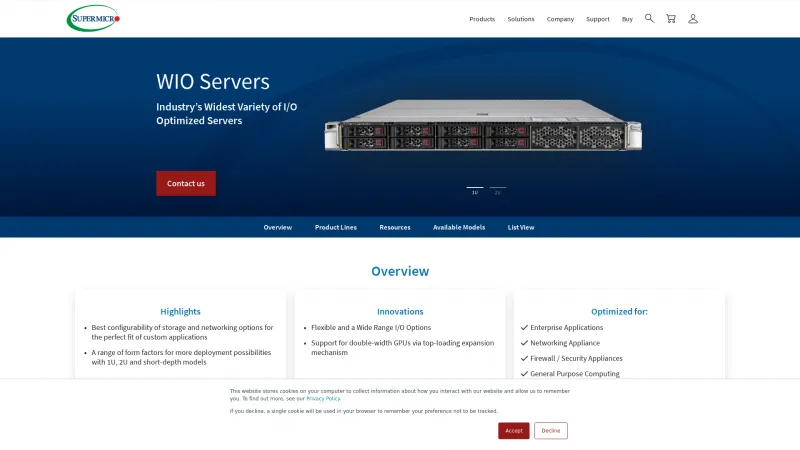 Homepage of Supermicro WIO