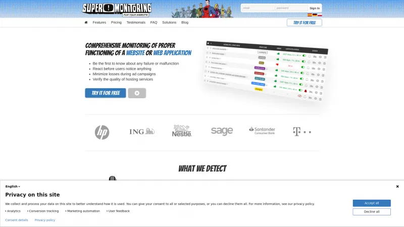 Homepage of Super Monitoring