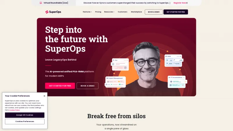 Homepage of SuperOps