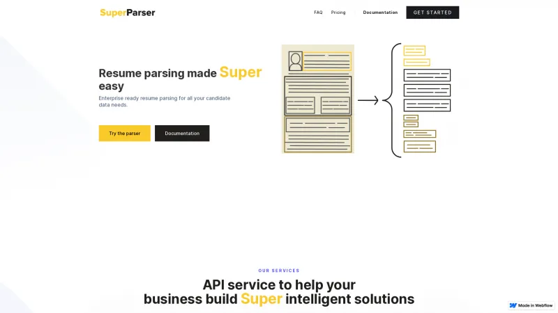 Homepage of SuperParser