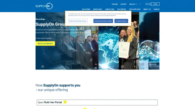 Homepage of SupplyOn