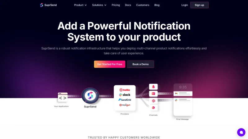 Homepage of SuprSend