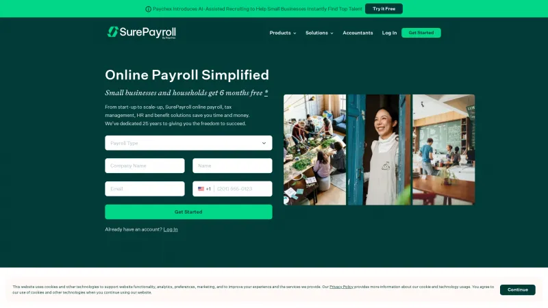 Homepage of SurePayroll