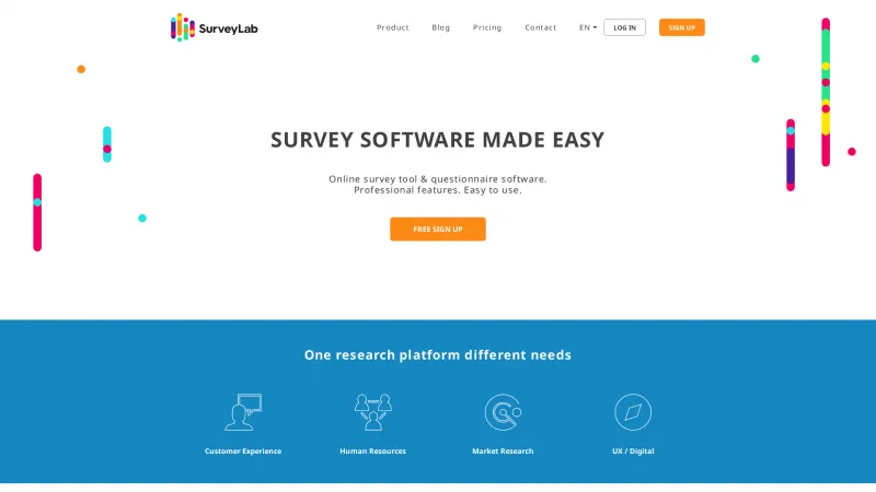 Homepage of SurveyLab