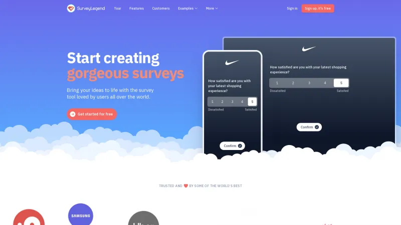 Homepage of SurveyLegend