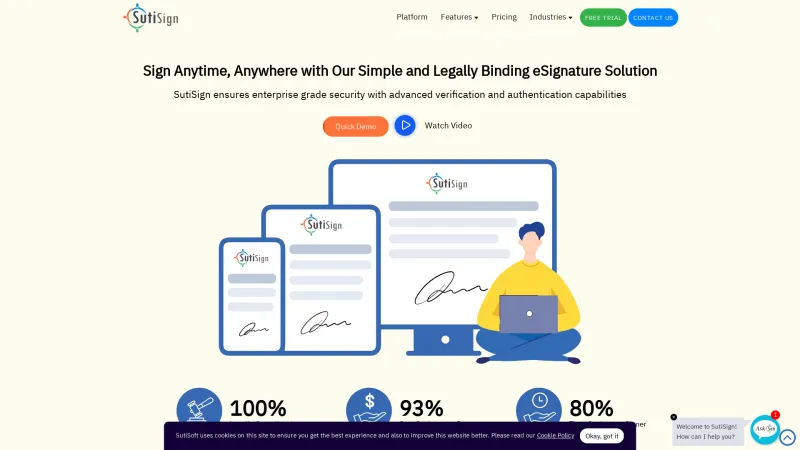 Homepage of SutiSign