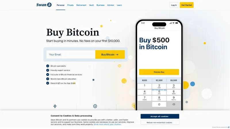 Homepage of Swan Bitcoin