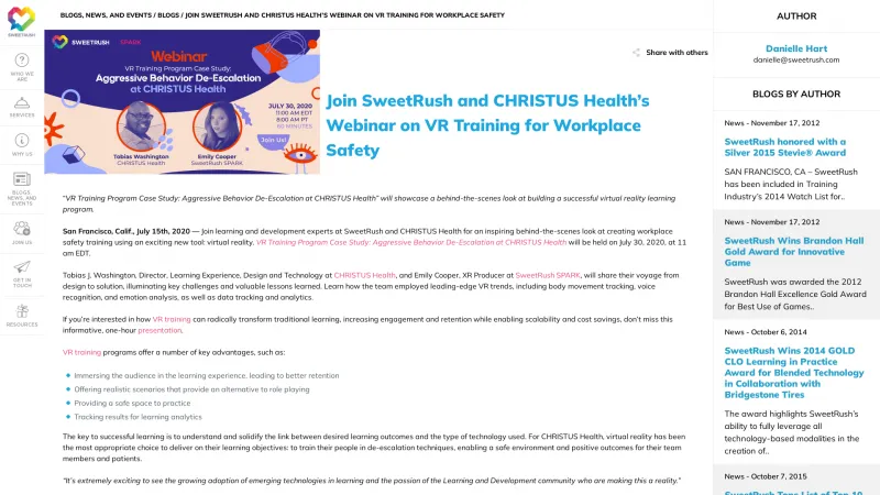 Homepage of SweetRush