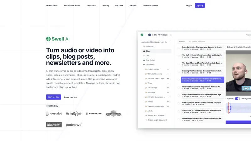 Homepage of Swell AI