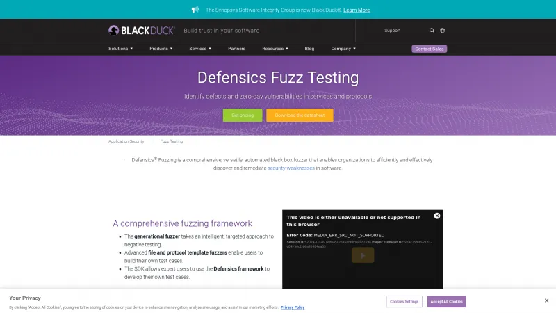 Homepage of Defensics