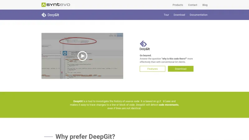 Homepage of DeepGit